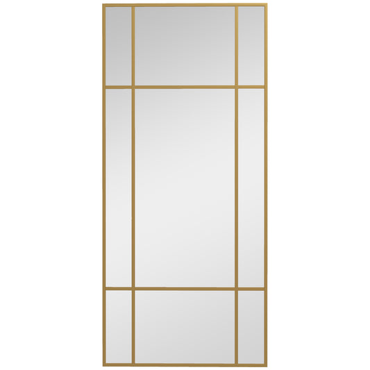 Window Style Vanity Mirror 110 x 50cm Hanging Wall Mirror Gold Tone