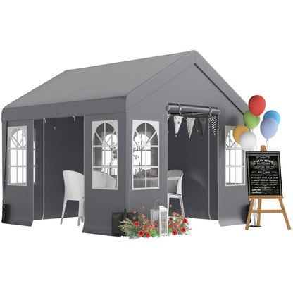 3 x 3 m Party Tent, Outdoor Canopy Tent with Sidewalls, Grey