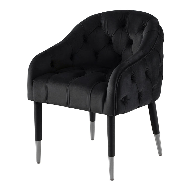 Sophia Dining Chair - Black - Silver Caps