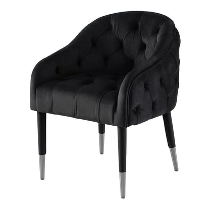 Sophia Dining Chair - Black - Silver Caps