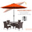 2.7m Outdoor Patio Garden Umbrella Parasol with Tilt Crank and 24 LEDs Lights, Orange