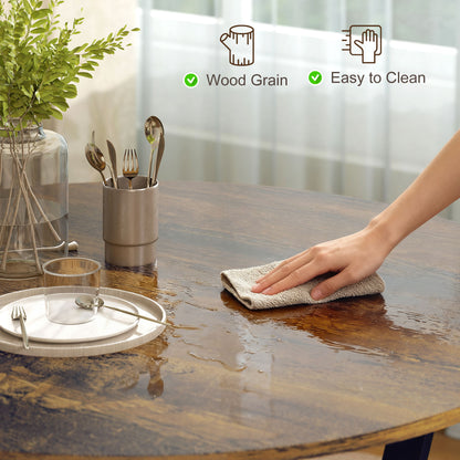 Small Kitchen Table with Black Steel Legs, Dining Table, Rustic Brown