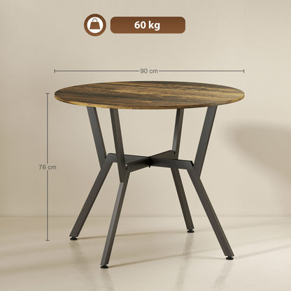 Small Kitchen Table with Black Steel Legs, Dining Table, Rustic Brown