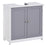 kleankin Vanity Unit Under Sink Bathroom Storage Cabinet w/ Adjustable Shelf Handles Drain Hole Cabinet Space Saver Organizer 60x60cm - White & Grey