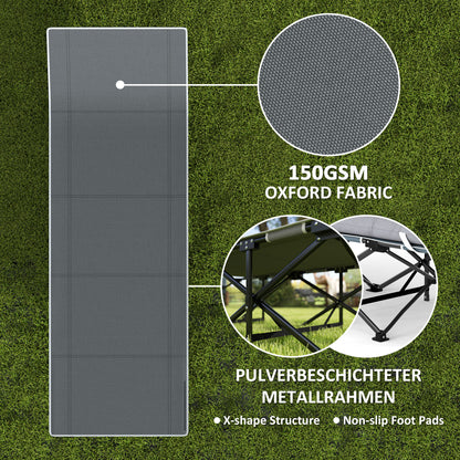 Camping Bed for Adults with Mattress Folding Cot Light Grey
