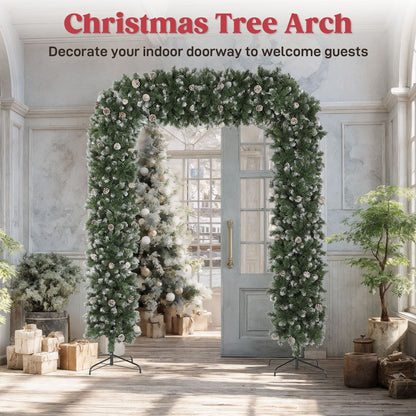 8.2 ft Snow Frosted Christmas Tree Arch, Doorway Decor with 1800 Tips
