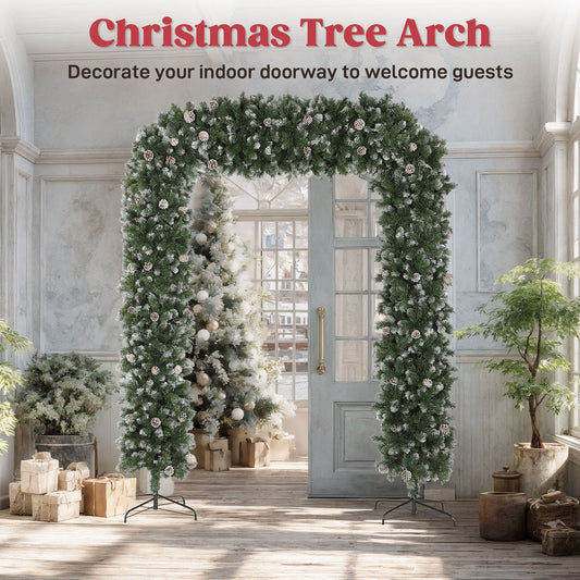 8.2ft Snow Frosted Christmas Tree Arch, Doorway Decor with 1800 Tips