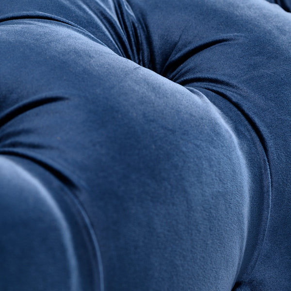 Grosvenor Two Seat Sofa - Navy Blue - Brushed Brass