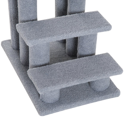 Dog Steps for Bed 4 Step Pet Stairs for Sofa Dog Cat Climb Ladder Grey