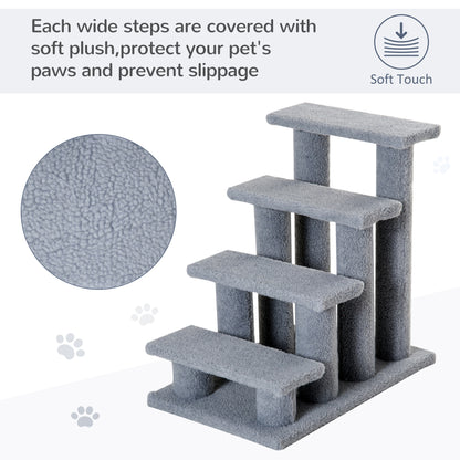 Dog Steps for Bed 4 Step Pet Stairs for Sofa Dog Cat Climb Ladder Grey