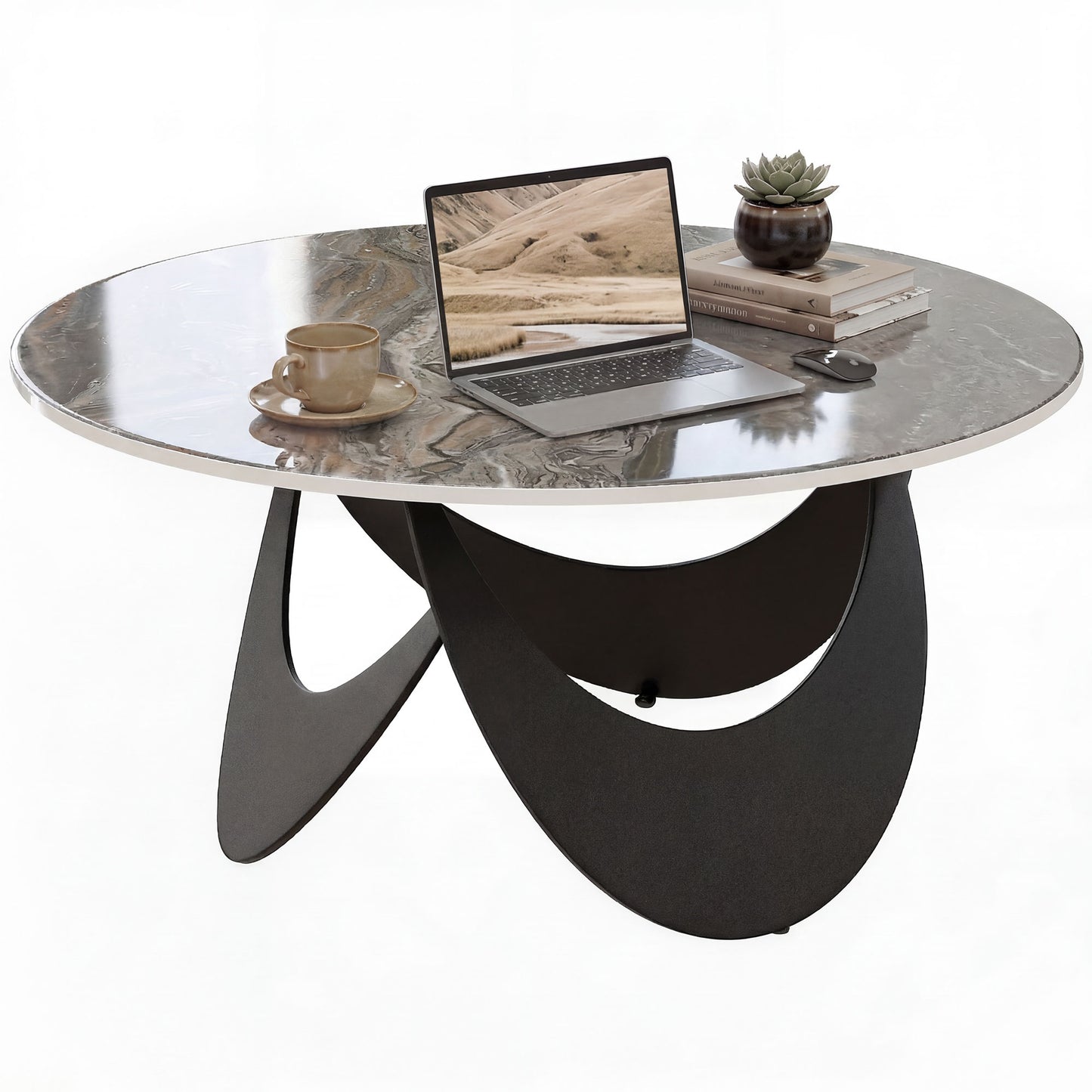Coffee Table Sintered Stone Top Brown and Black