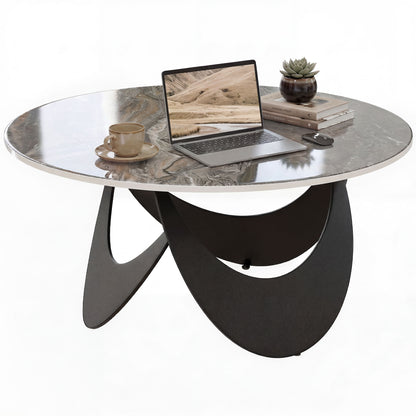Coffee Table Sintered Stone Top Brown and Black