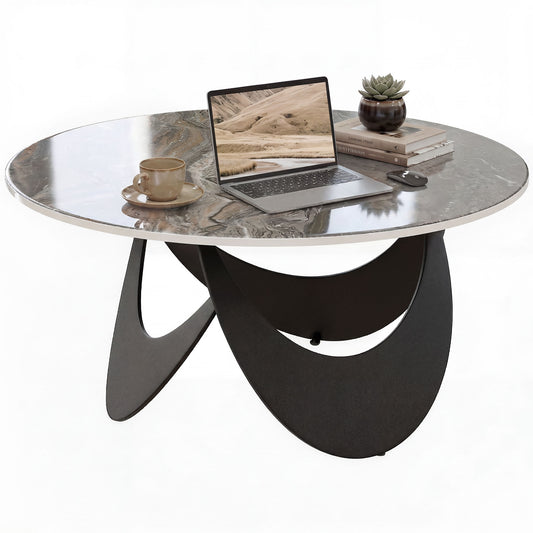 Coffee Table Sintered Stone Top Brown and Black