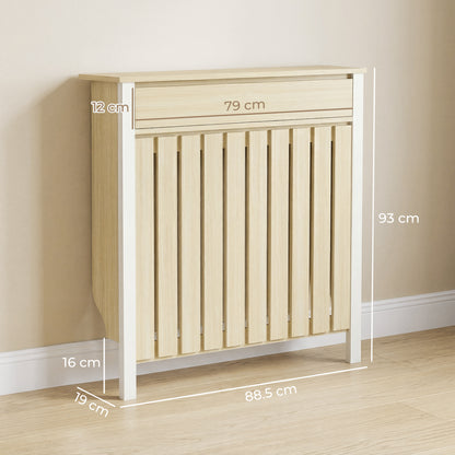 Radiator Cover with Drawer and Vertical Slats Oak