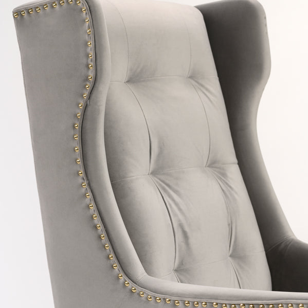 Grayson Armchair Dove Grey - Brushed Gold