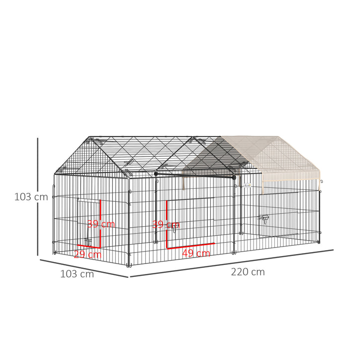 Small Animal Cage with Cover, C&C Cage for Rabbit, Guinea Pig, Beige