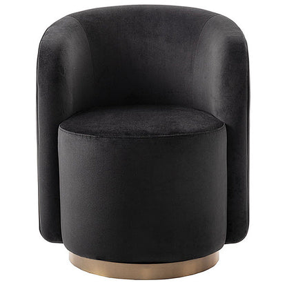 West End Swivel Dining Chair - Black- Brass Base