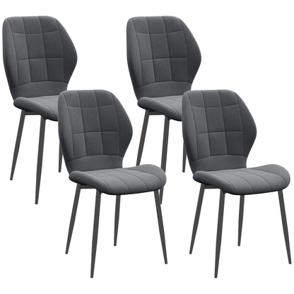 Modern Style Kitchen Chairs Set of 4 with Flannel Upholstered, Dark Grey