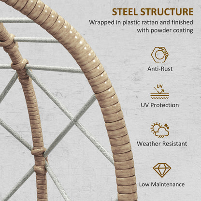 Rattan Garden Egg Chair with Thickened Cushion, Headrest, Brown