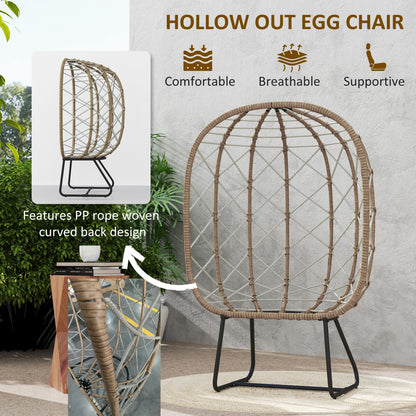 Rattan Garden Egg Chair with Thickened Cushion, Headrest, Brown