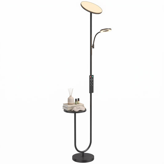 Uplighter Floor Lamp with Table, Dual Light Dimmable Standing Lamp
