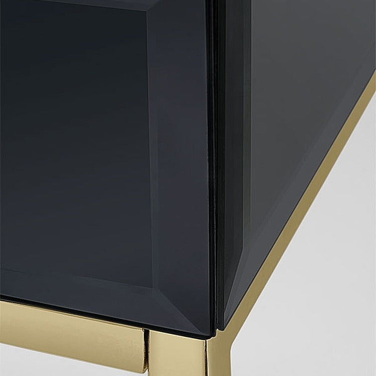 Stiletto Black Glass and Brass Side Table