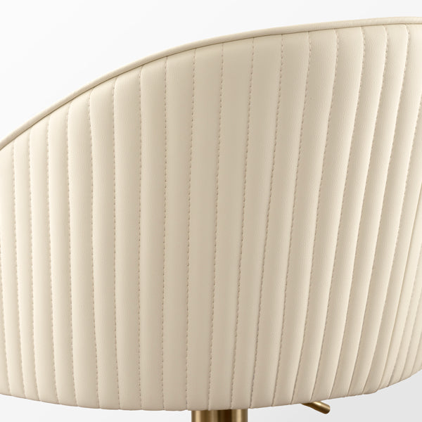 Ella Bar Stool - Cream Faux Leather - Brass Base