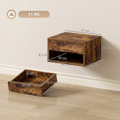 Floating Nightstands Set of 2, Bedside Table w/ Drawer and Open Shelf
