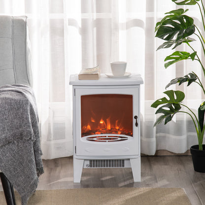 Freestanding Electric Fireplace Stove Heater W/ LED Flame Effect White