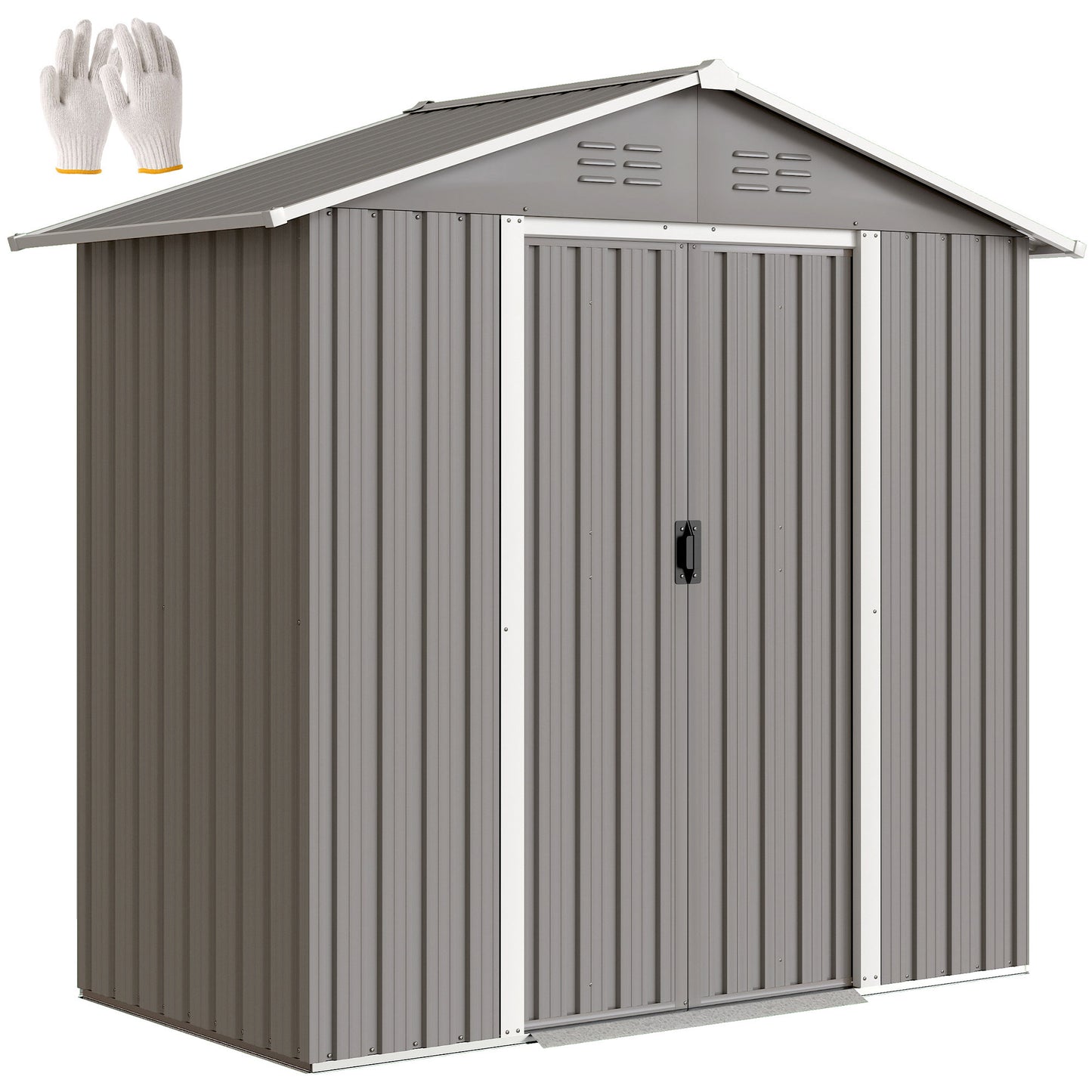 6.5x3.5ft Metal Garden Shed for Garden, Light Grey