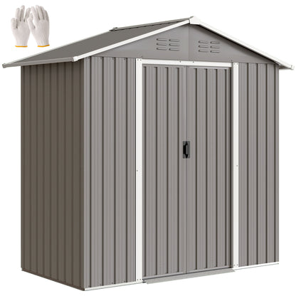6.5x3.5ft Metal Garden Shed for Garden, Light Grey