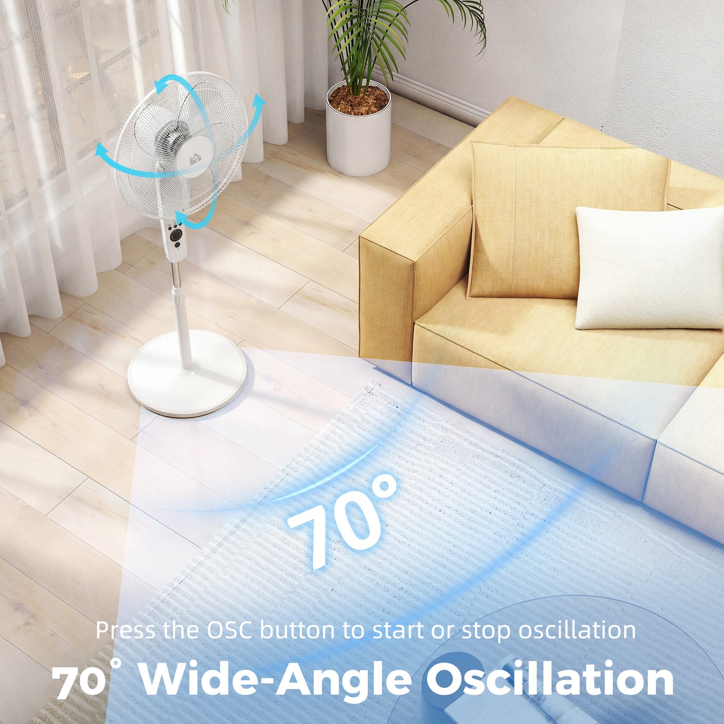 18" Pedestal Fan with Sleep Mode, Oscillating Standing Fan, White