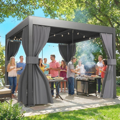 3 x 3 m Louvered Pergola with Metal Louvred Roof, Aluminium Frame