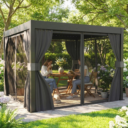 3 x 3 m Louvered Pergola with Metal Louvred Roof, Aluminium Frame