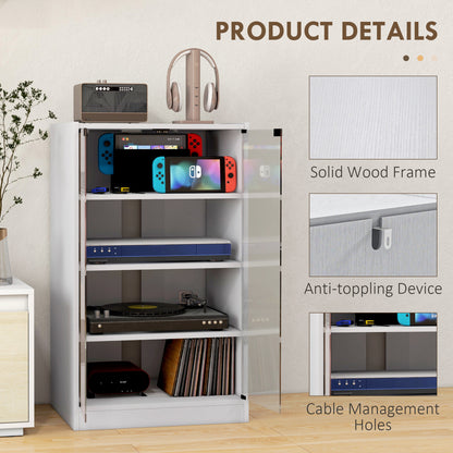 4-Tier Hi-Fi Stand with Adjustable Shelves, White Wood-Effect