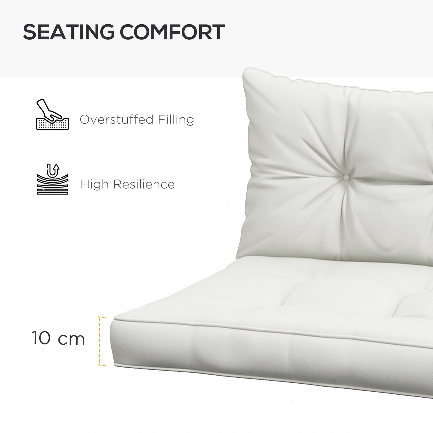 4-Piece Seat Cushions Back Pillows Replacement, Patio Chair Cushions Set for Indoor Outdoor, White