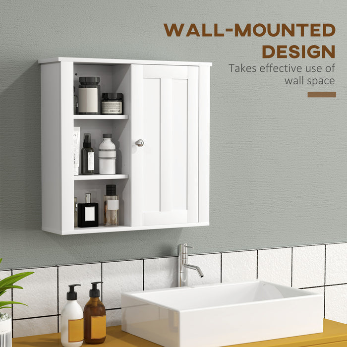 Modern Wall Mounted Bathroom Cabinet with Adjustable Shelves, White