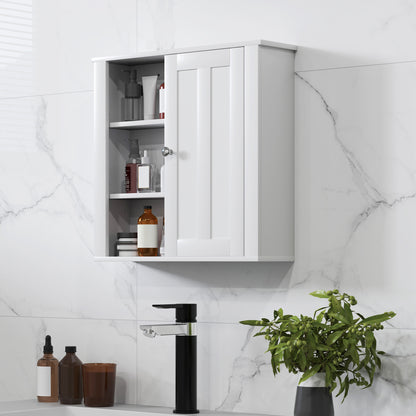 Modern Wall Mounted Bathroom Cabinet with Adjustable Shelves, White