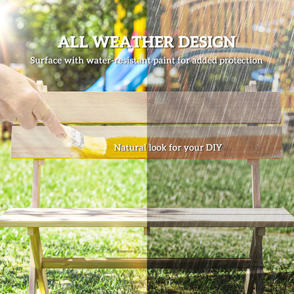 2 Seater Wooden Garden Bench Outdoor Loveseat with Back, Natural