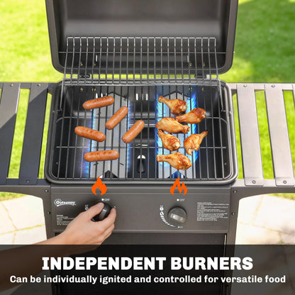 Gas Burner Barbecue Grill, Garden BBQ Grill with Warming Rack