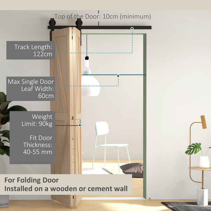 4FT/122CM Bi-Folding Sliding Barn Door Hardware Kit Sliding Door Kit