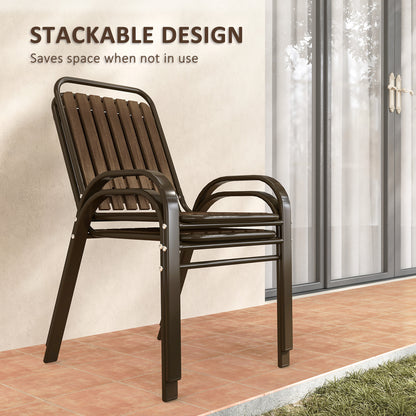 Stackable Patio Bistro Set, 3 Pieces Garden Furniture Set, Brown