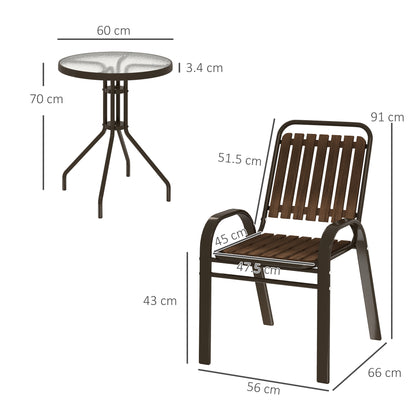 Stackable Patio Bistro Set, 3 Pieces Garden Furniture Set, Brown