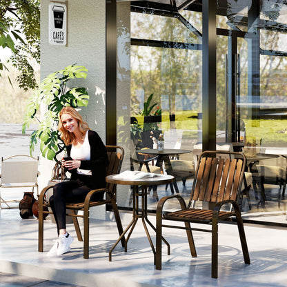 Stackable Patio Bistro Set, 3 Pieces Garden Furniture Set, Brown