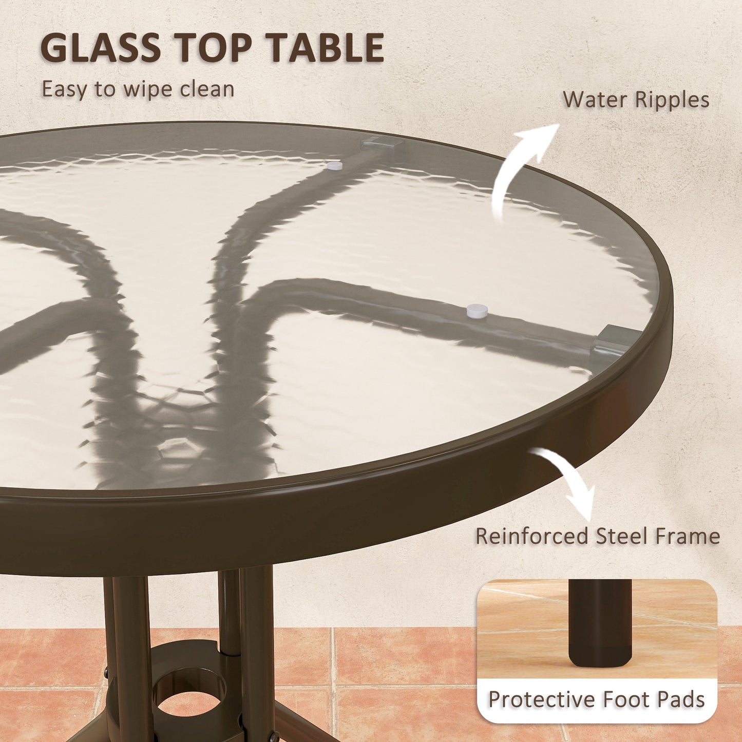 Stackable Patio Bistro Set, 3 Pieces Garden Furniture Set, Brown