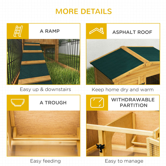 Wooden Rabbit Hutch with Outdoor Run Yellow