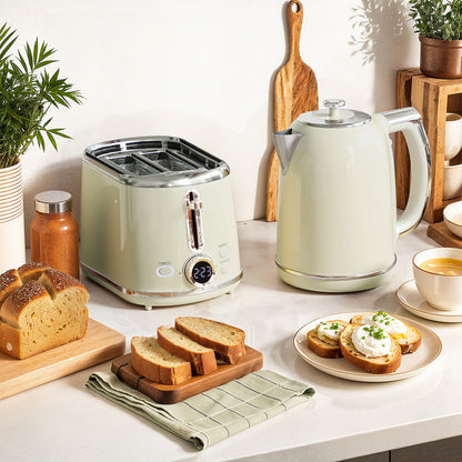 1.7L 3000W Kettle and 2 Slice Toaster with Keep Warm Memory Function