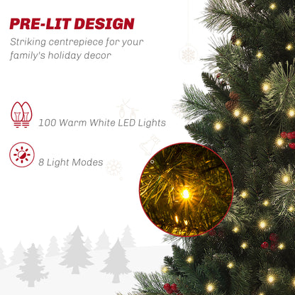 1.2m Prelit Christmas Tree with 100 Warm White LED Lights and 8 Modes