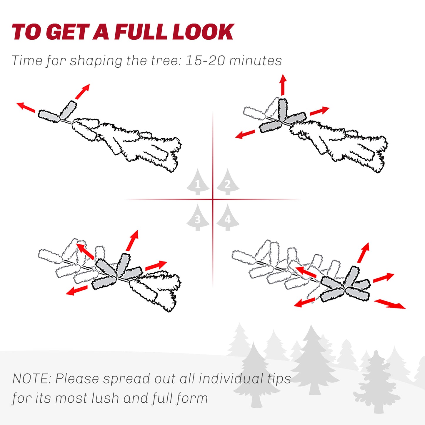 1.2m Prelit Christmas Tree with 100 Warm White LED Lights and 8 Modes