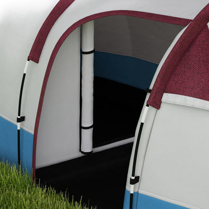 2-3 Man Camping Tunnel Tent with Bedroom and Living Room, Red